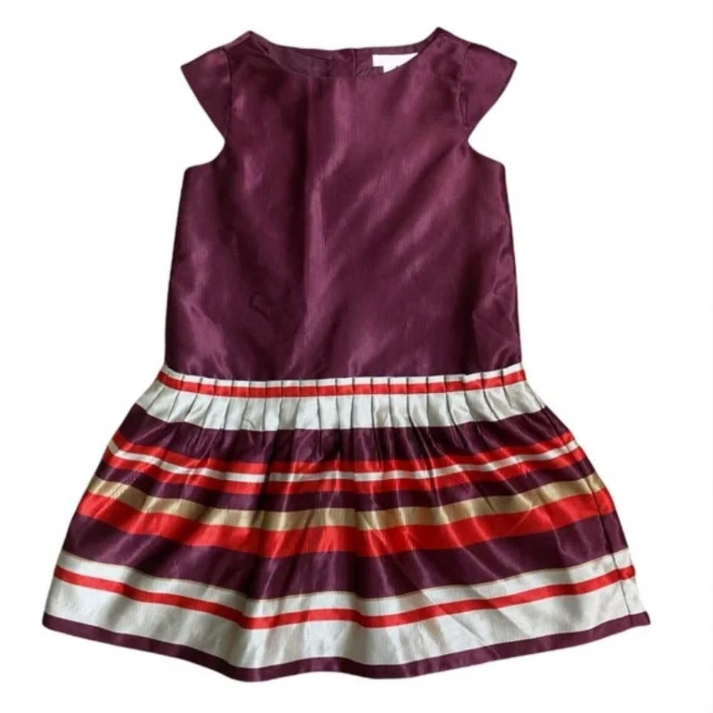 Janie and Jack Burgundy Striped Cap Sleeve Dress Size 5